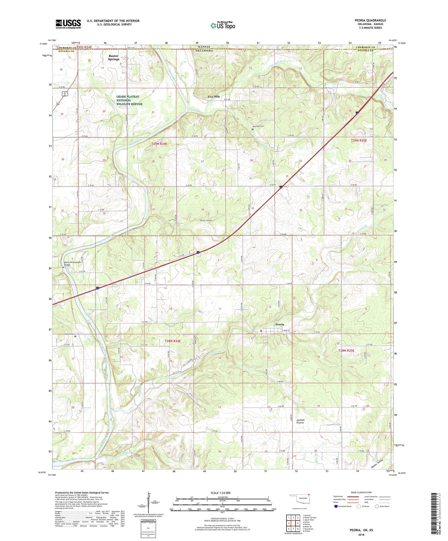 Peoria Oklahoma US Topo Map Image