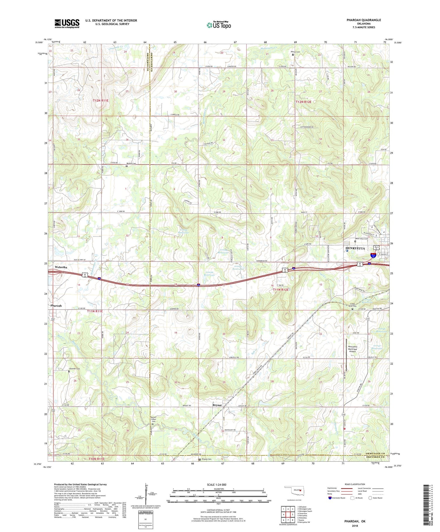 Pharoah Oklahoma US Topo Map Image