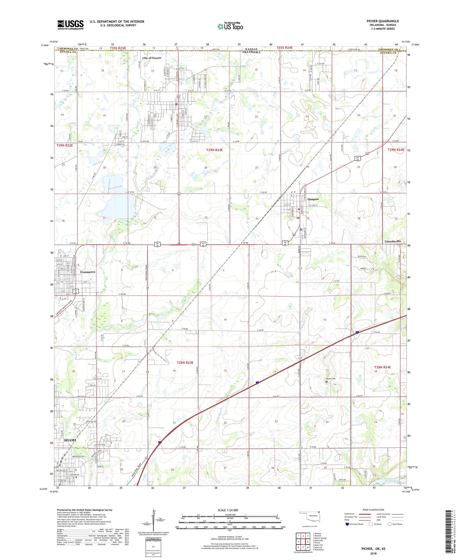Picher Oklahoma US Topo Map Image