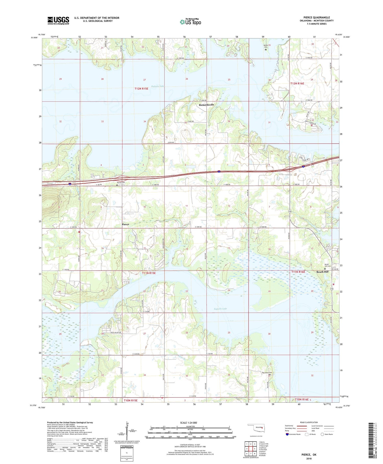 Pierce Oklahoma US Topo Map Image