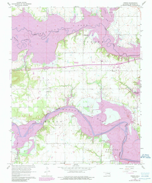 Classic USGS Pierce Oklahoma 7.5'x7.5' Topo Map Image