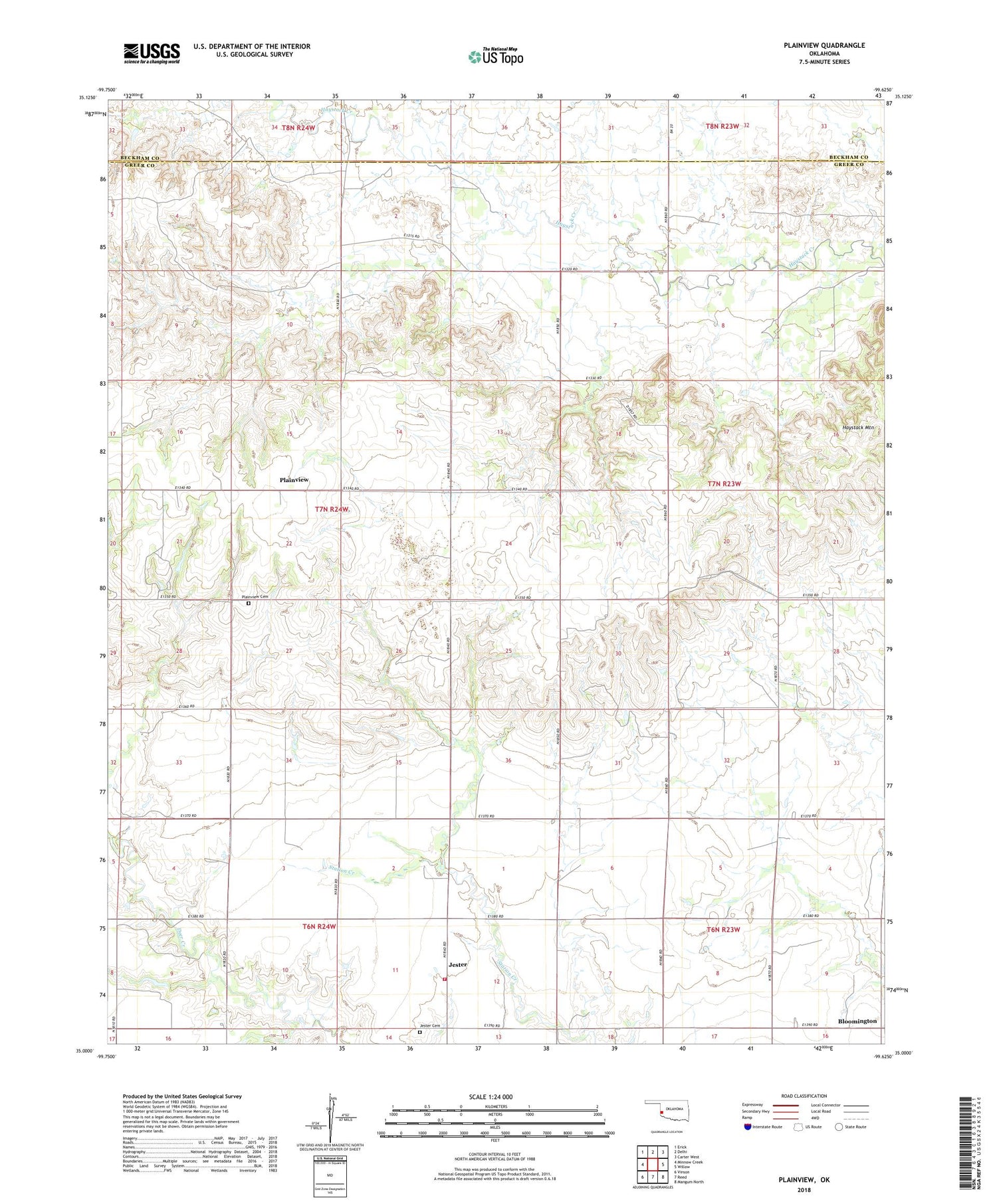 Plainview Oklahoma US Topo Map Image