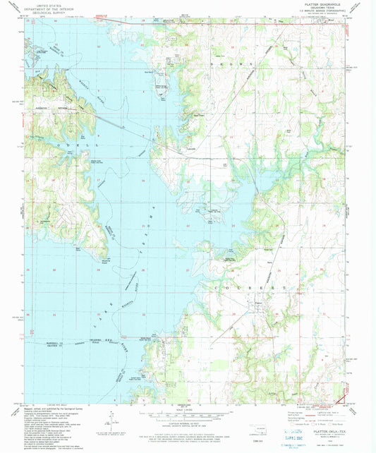 Classic USGS Platter Oklahoma 7.5'x7.5' Topo Map Image