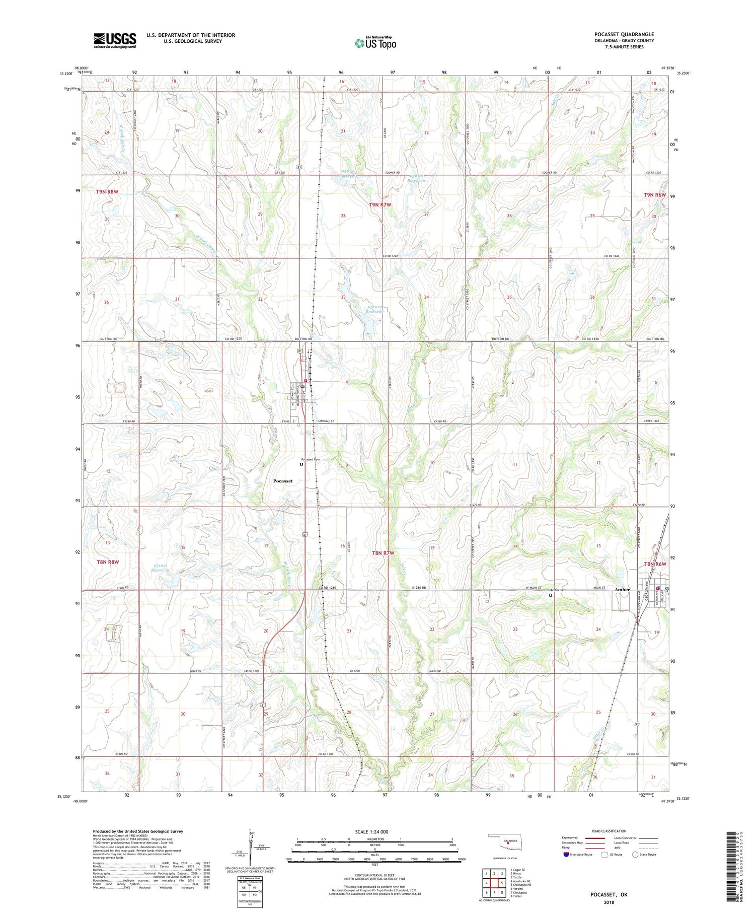 Pocasset Oklahoma US Topo Map Image