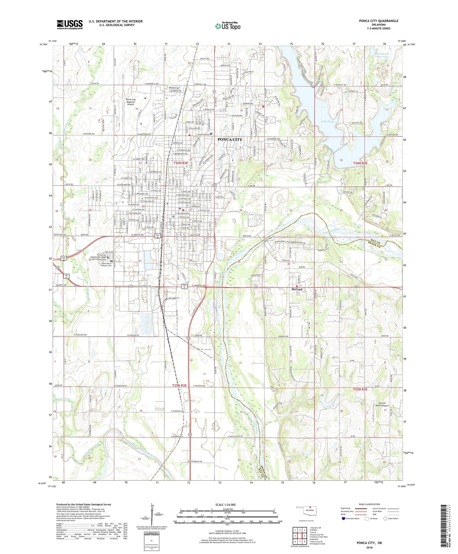 Ponca City Oklahoma US Topo Map Image