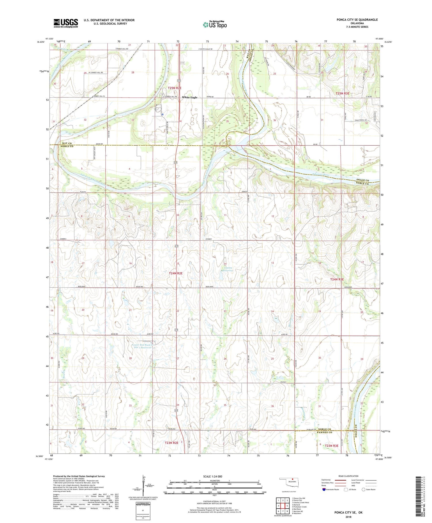 Ponca City SE Oklahoma US Topo Map Image