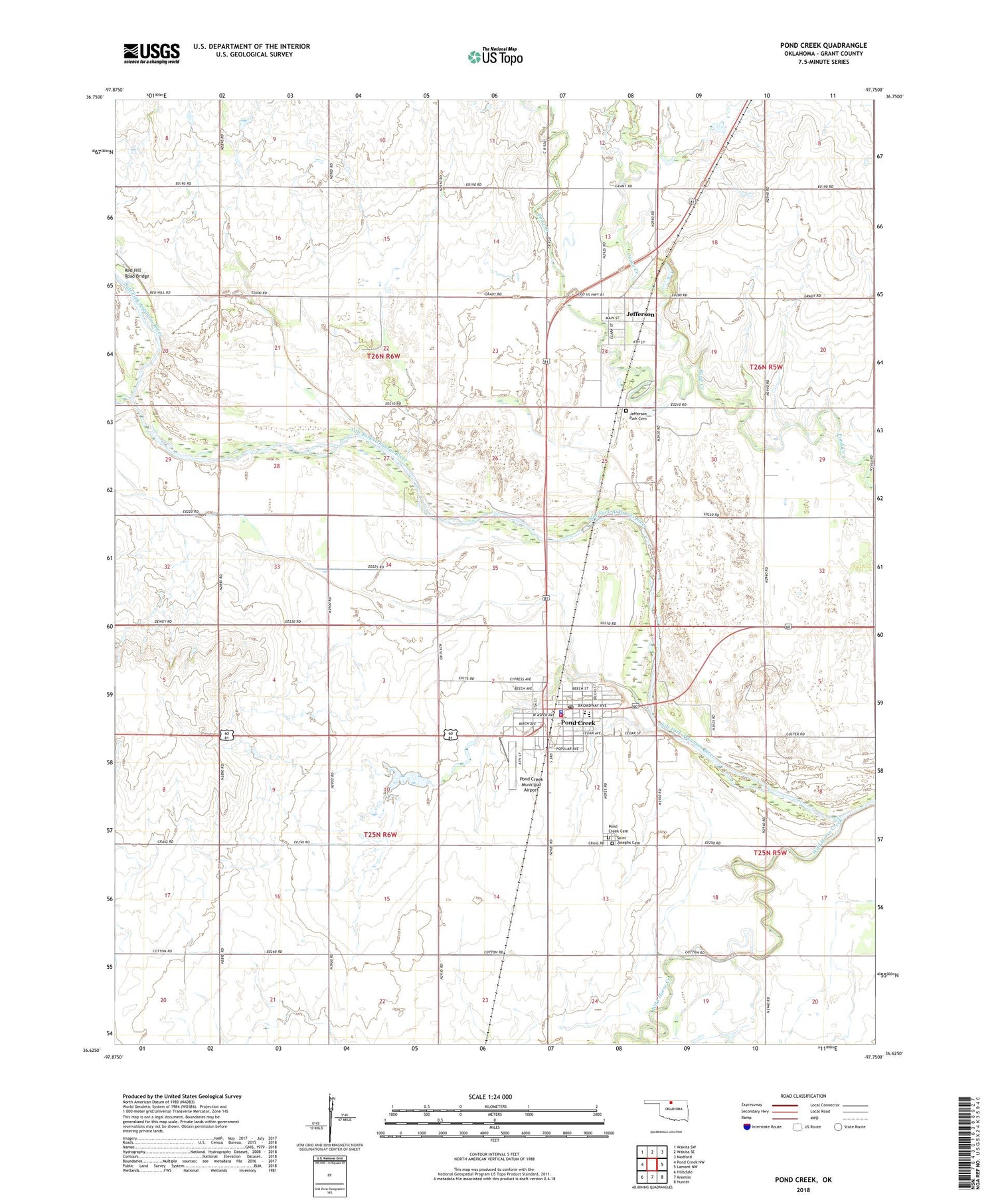 Pond Creek Oklahoma US Topo Map Image