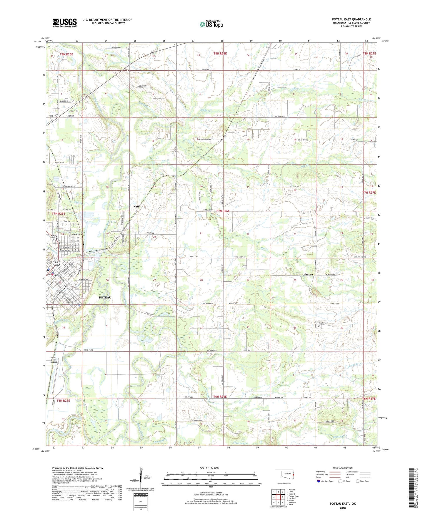 Poteau East Oklahoma US Topo Map Image