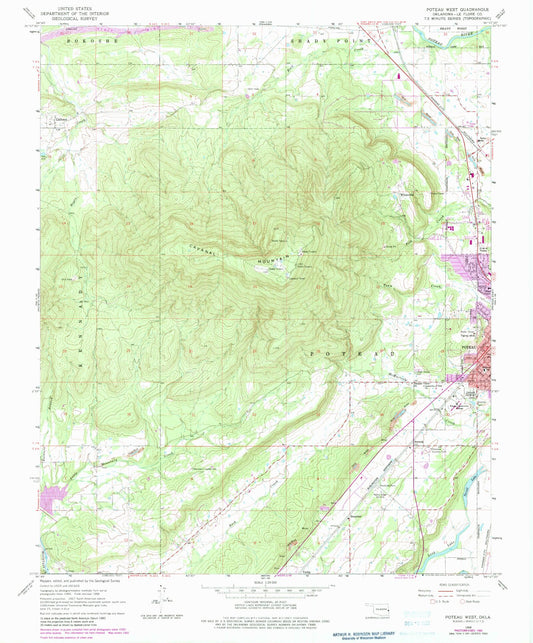 Classic USGS Poteau West Oklahoma 7.5'x7.5' Topo Map Image