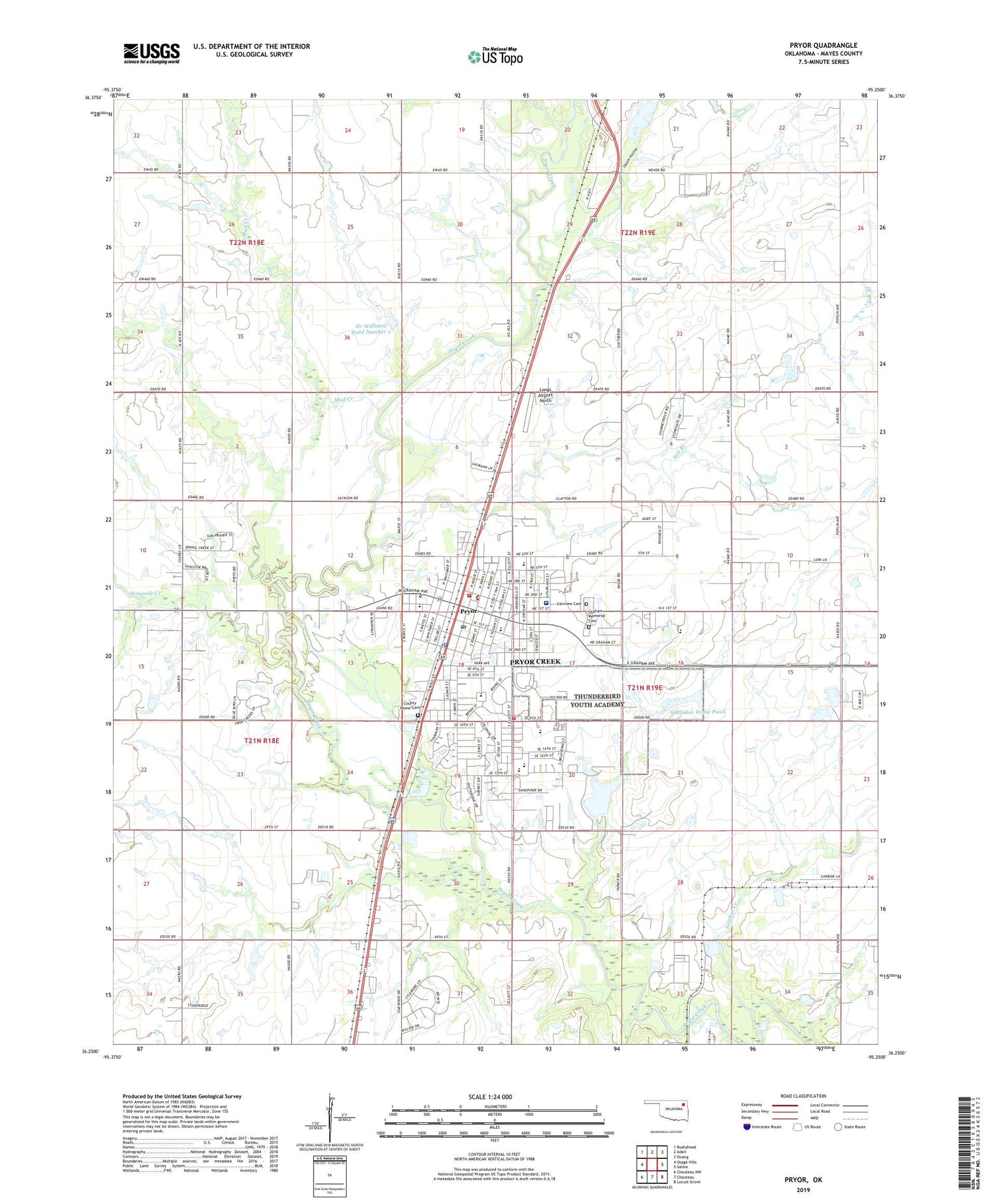 Pryor Oklahoma US Topo Map Image