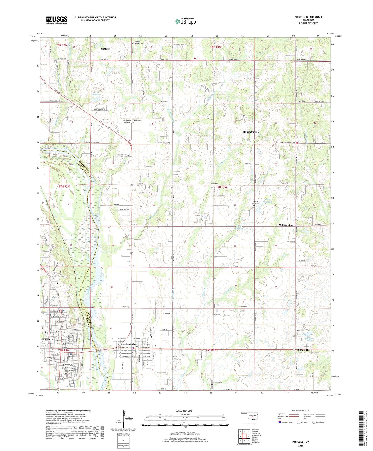 Purcell Oklahoma US Topo Map Image