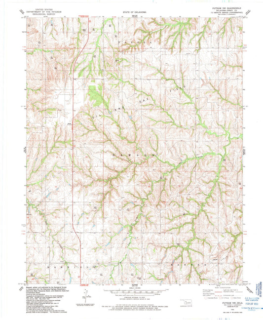 Classic USGS Putnam NW Oklahoma 7.5'x7.5' Topo Map Image