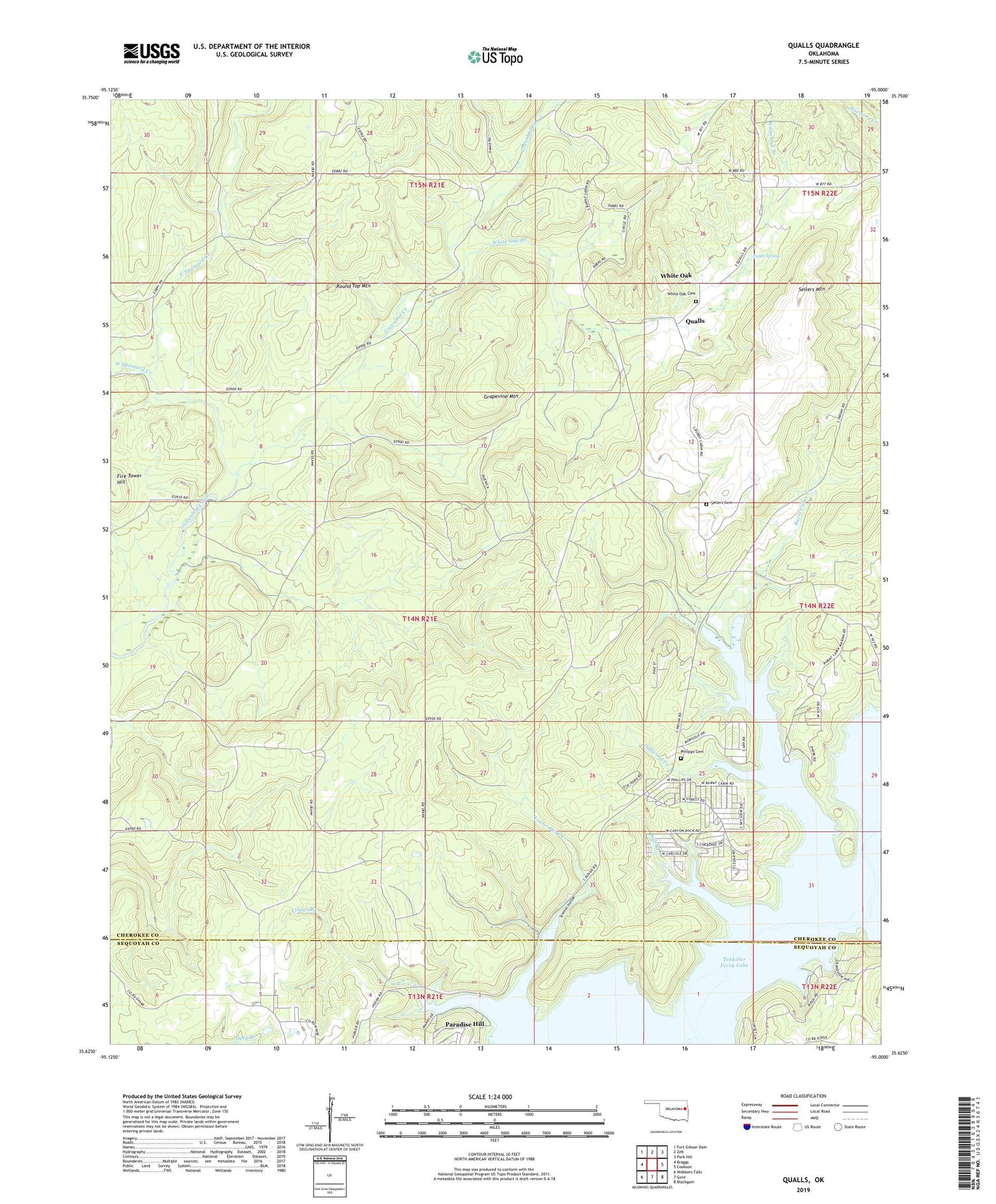 Qualls Oklahoma US Topo Map Image