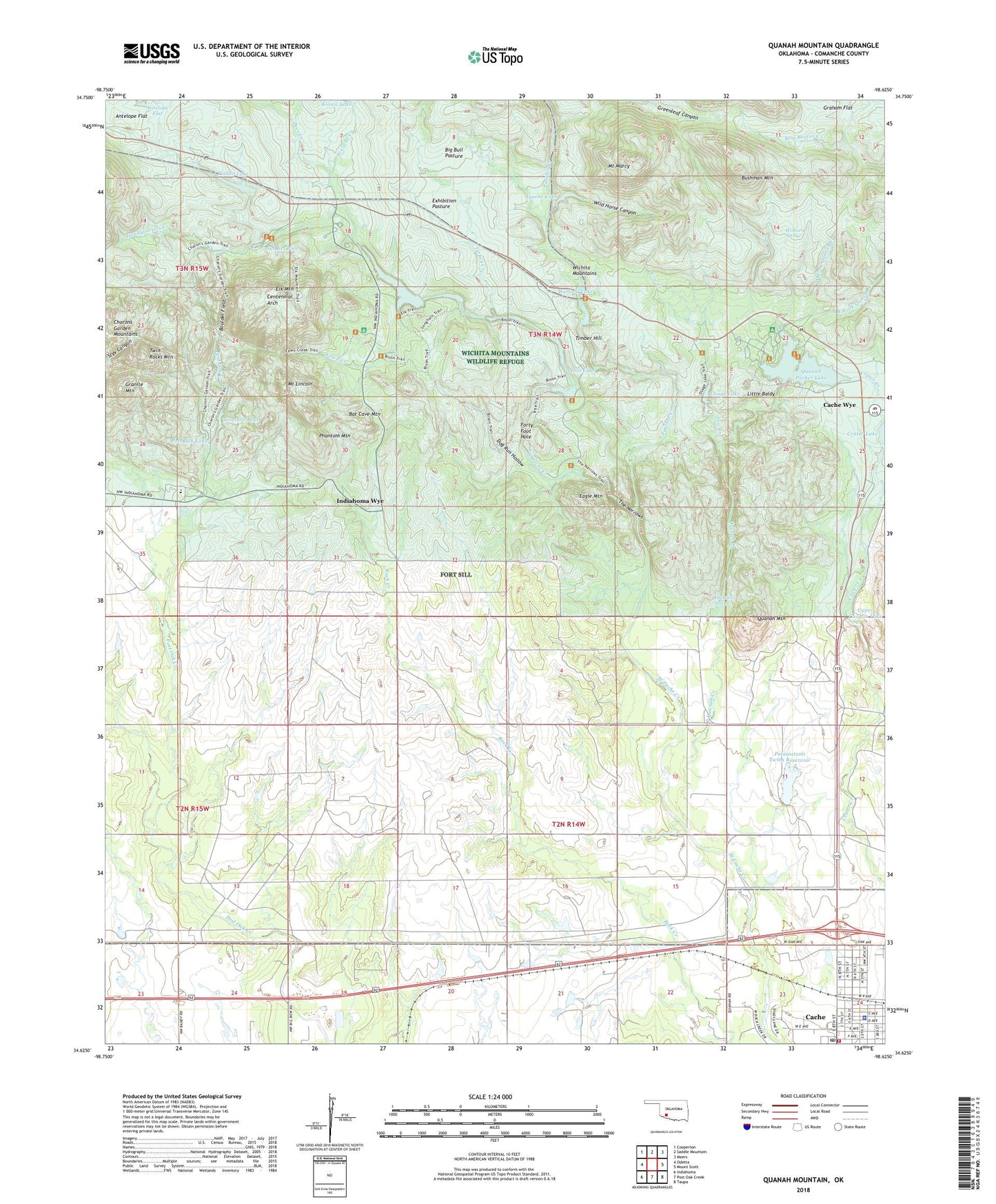 Quanah Mountain Oklahoma US Topo Map Image