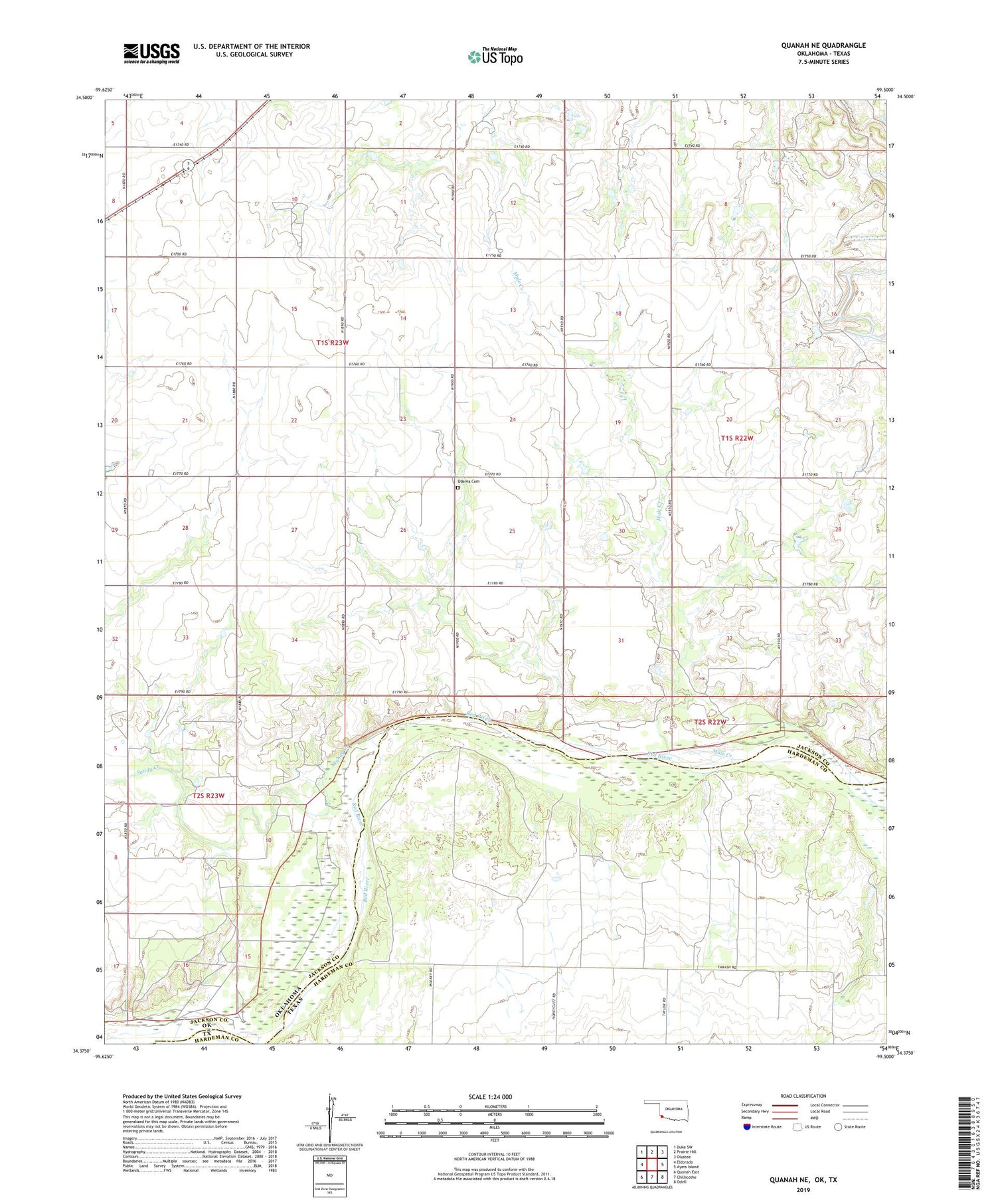 Quanah NE Oklahoma US Topo Map Image