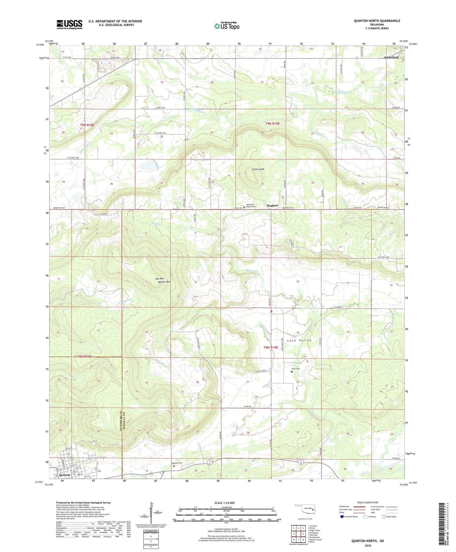 Quinton North Oklahoma US Topo Map Image