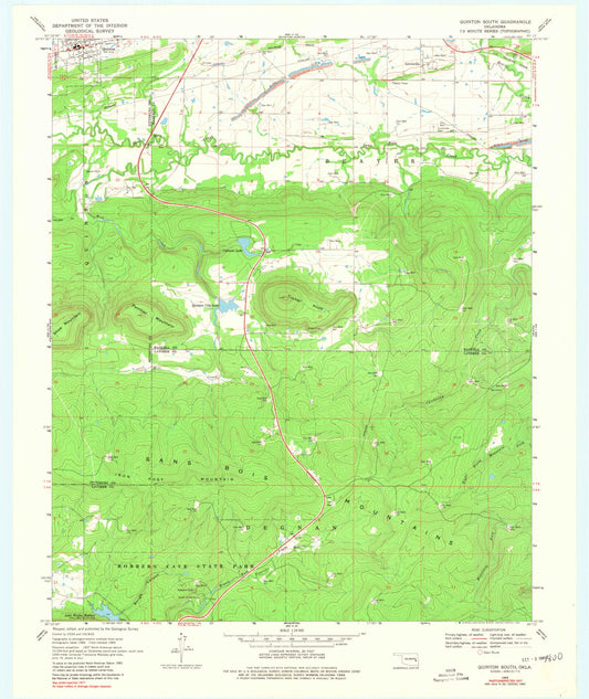 Classic USGS Quinton South Oklahoma 7.5'x7.5' Topo Map Image