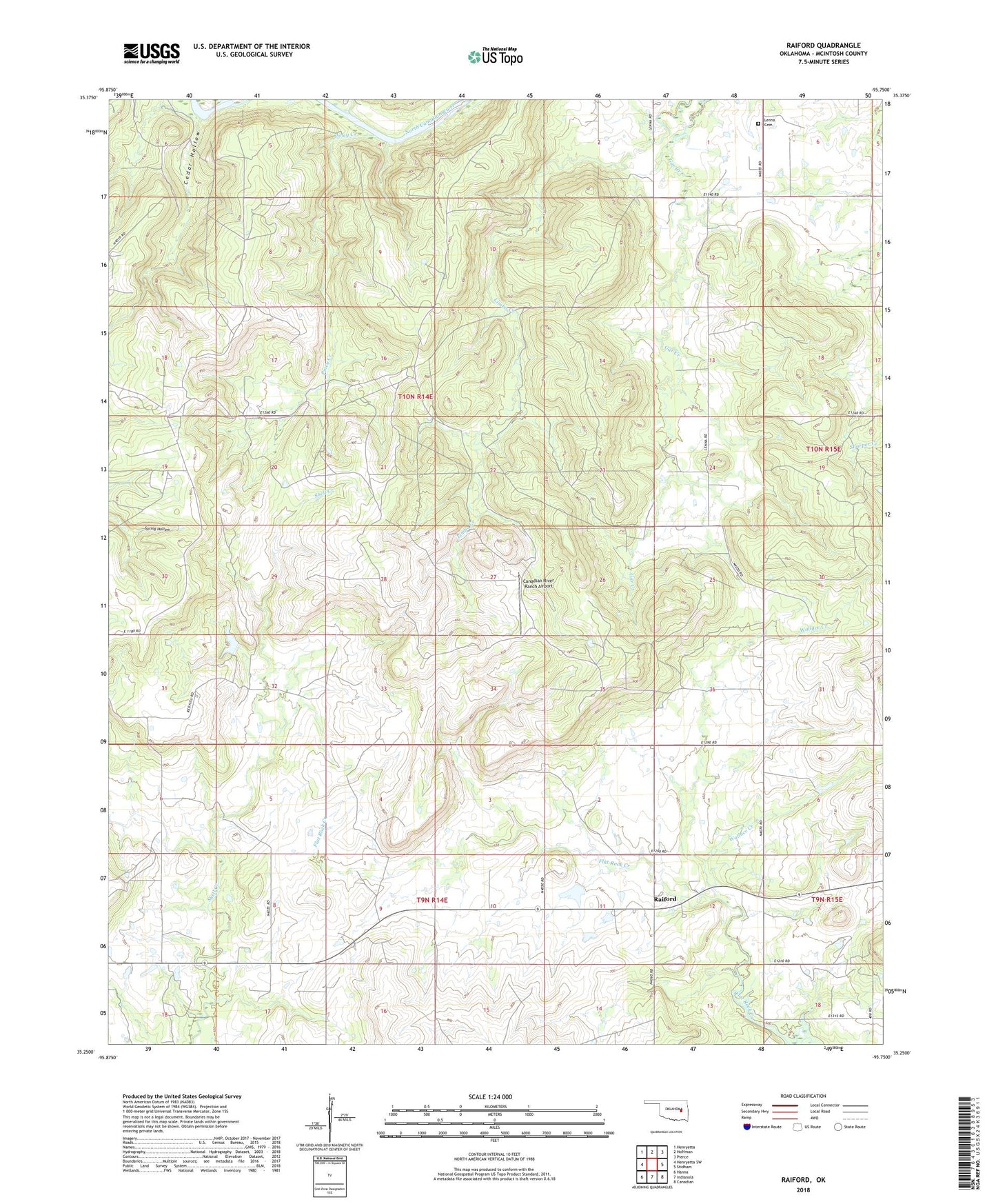 Raiford Oklahoma US Topo Map Image