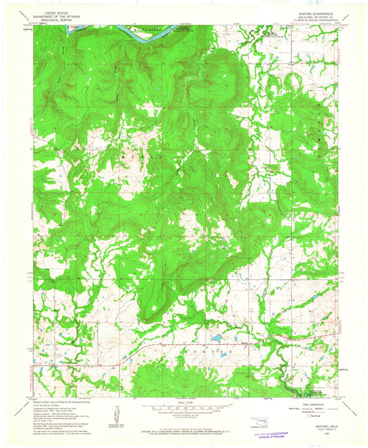 Classic USGS Raiford Oklahoma 7.5'x7.5' Topo Map Image