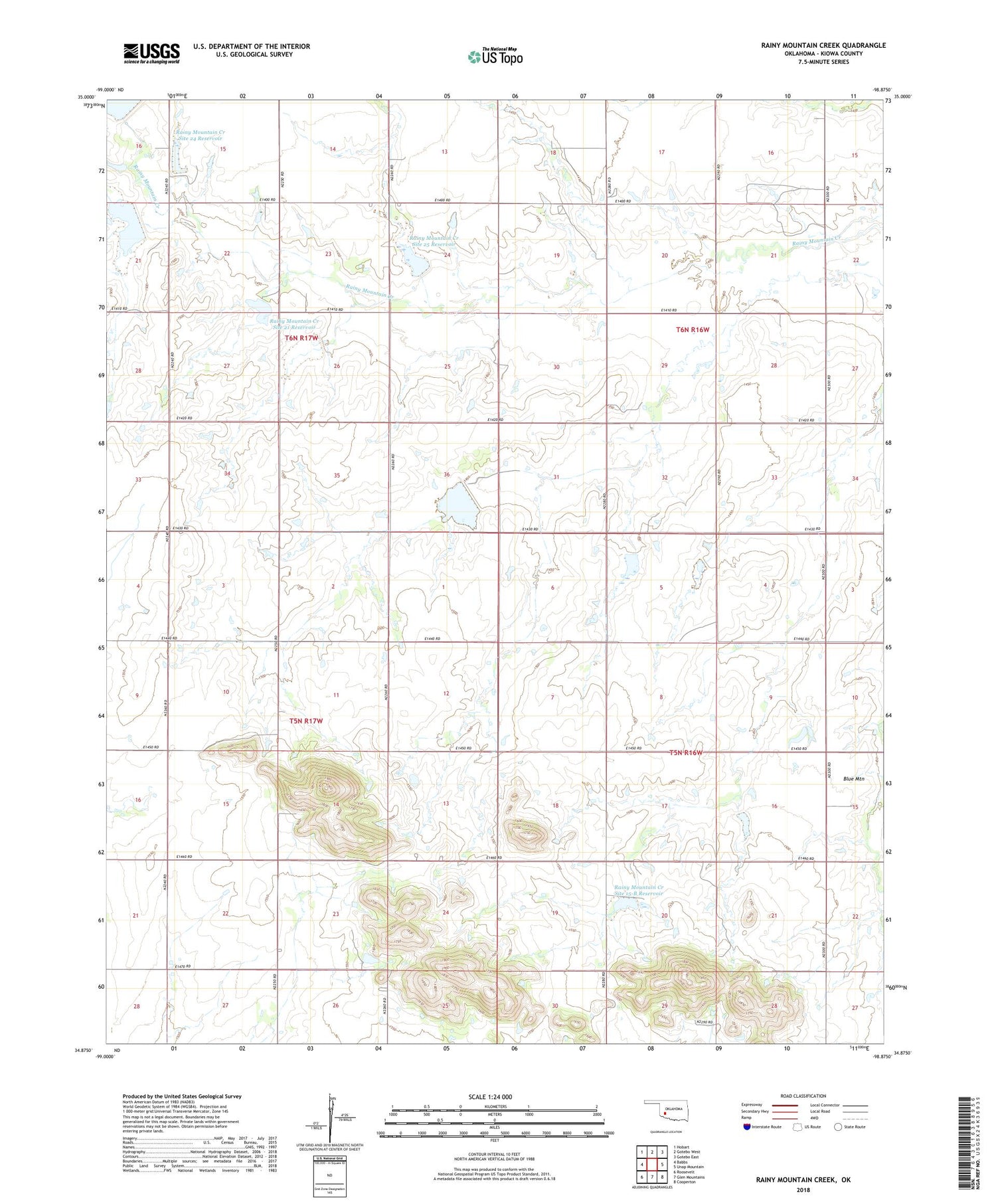 Rainy Mountain Creek Oklahoma US Topo Map Image