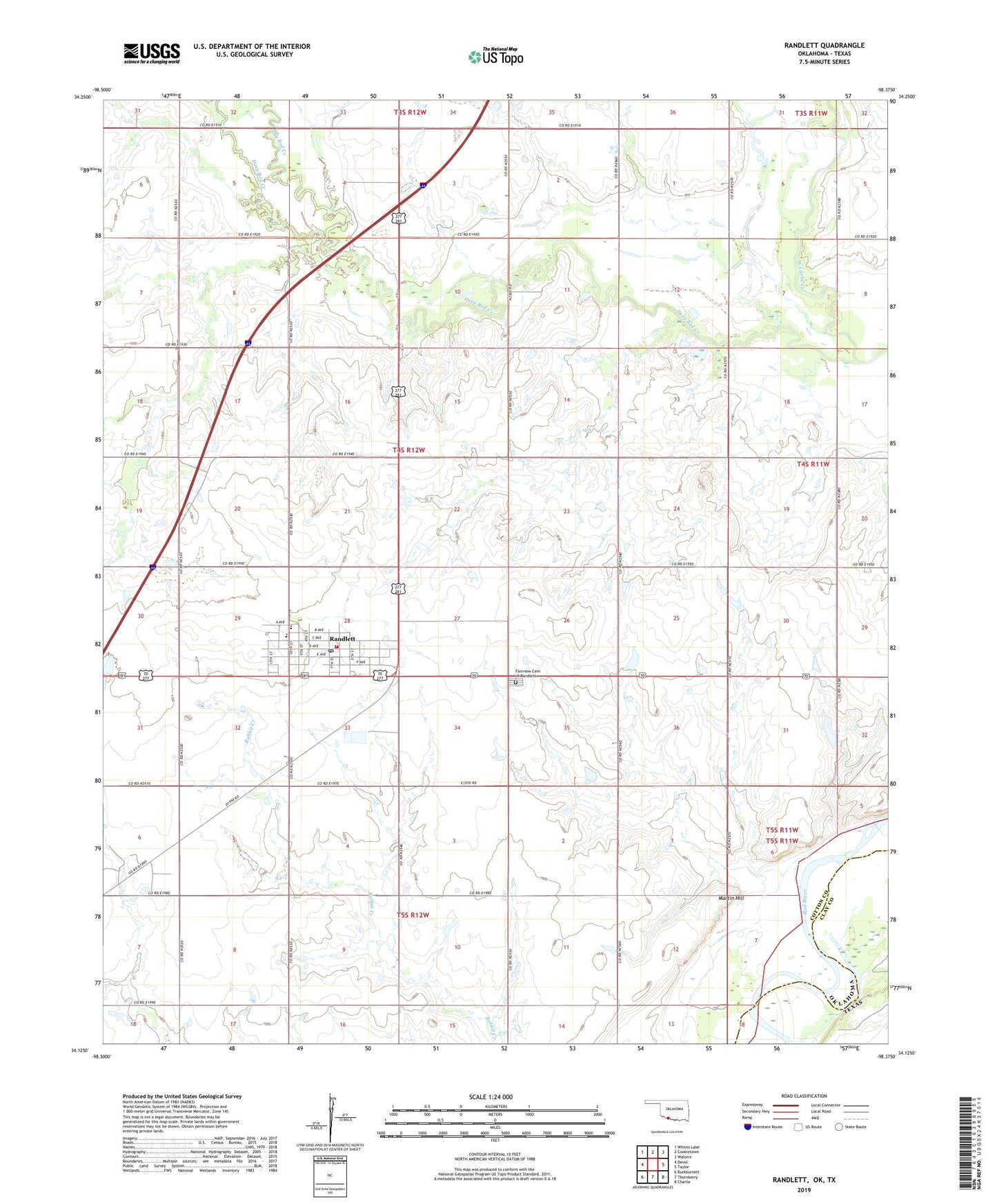 Randlett Oklahoma US Topo Map Image