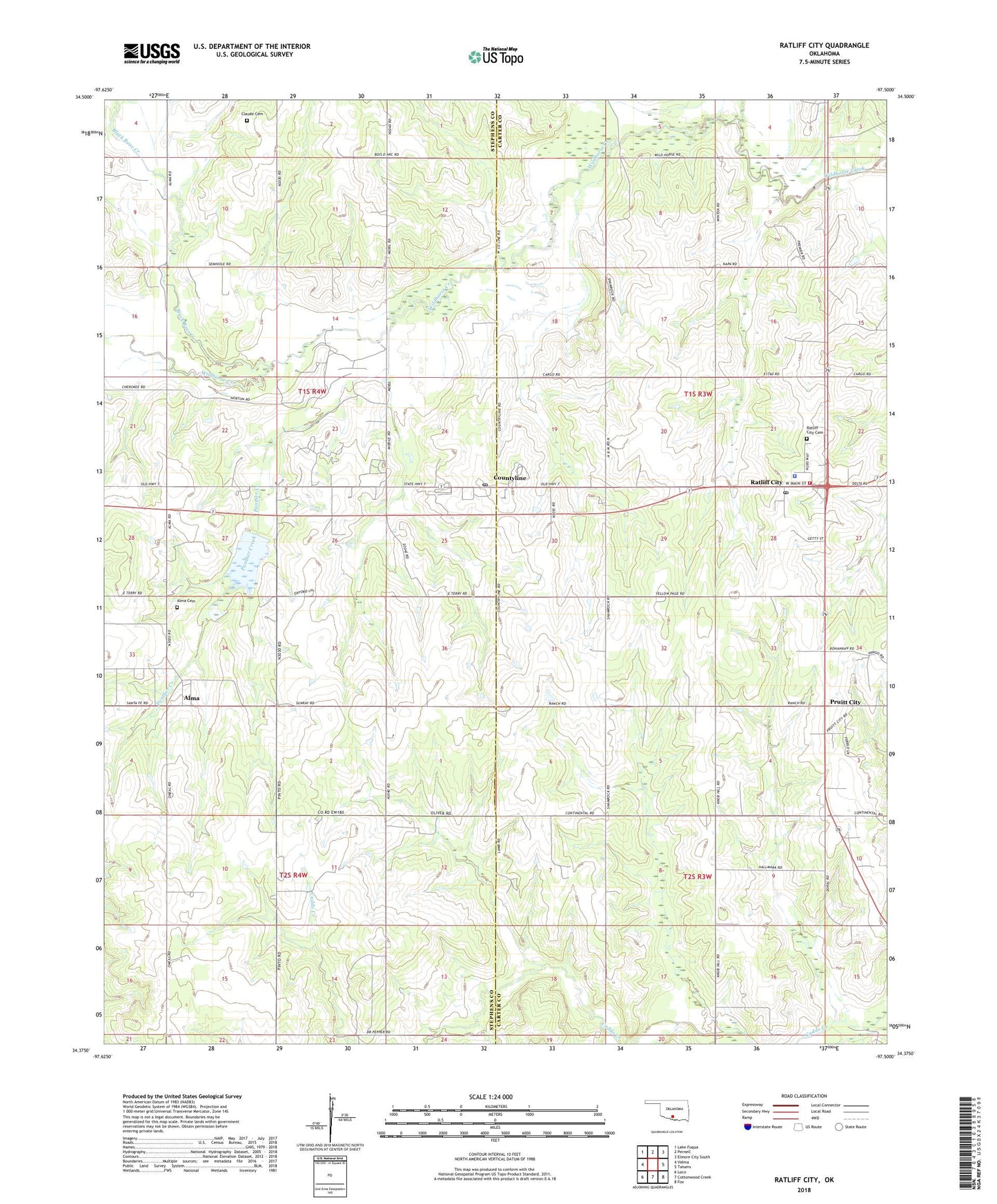 Ratliff City Oklahoma US Topo Map Image