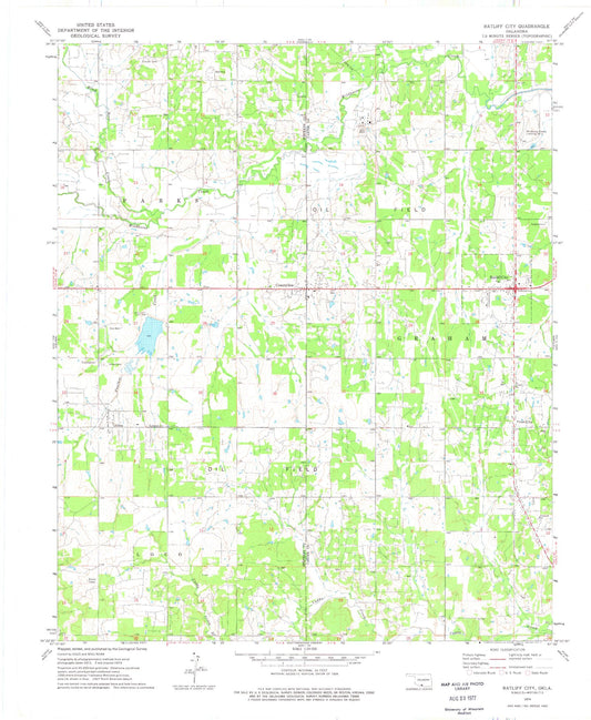 Classic USGS Ratliff City Oklahoma 7.5'x7.5' Topo Map Image
