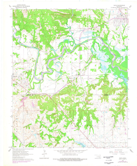 Classic USGS Ravia Oklahoma 7.5'x7.5' Topo Map Image