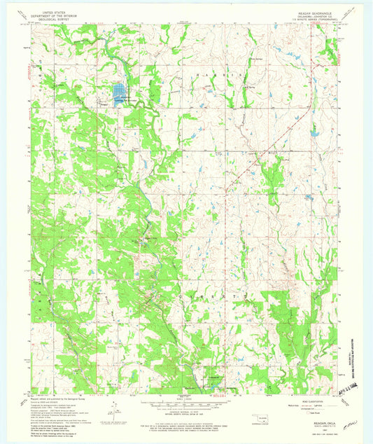 Classic USGS Reagan Oklahoma 7.5'x7.5' Topo Map Image