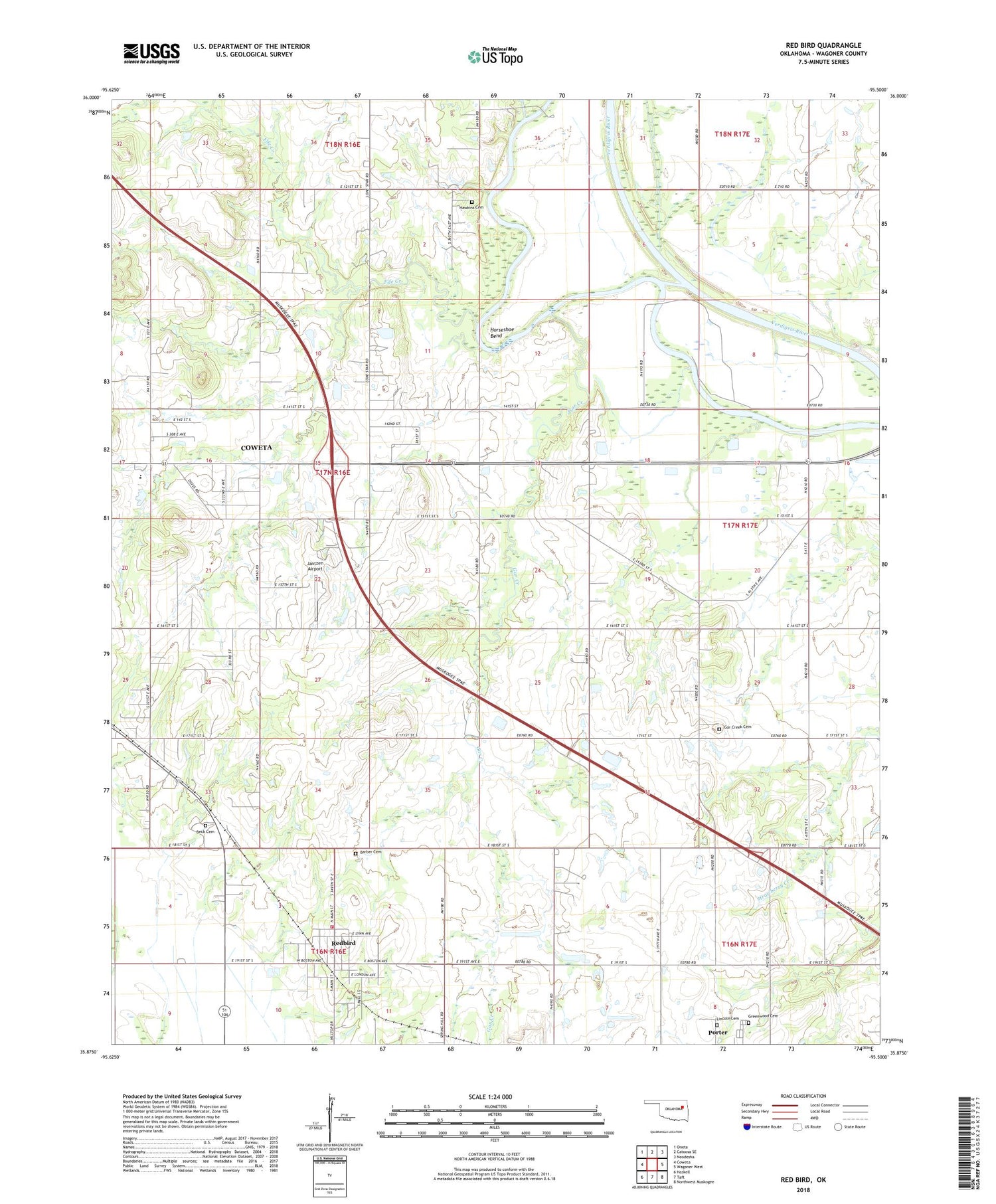 Red Bird Oklahoma US Topo Map Image