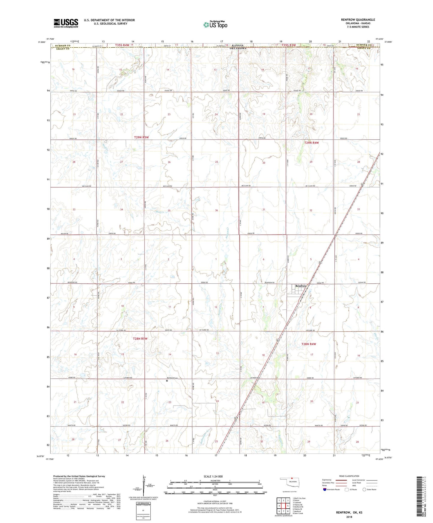 Renfrow Oklahoma US Topo Map Image