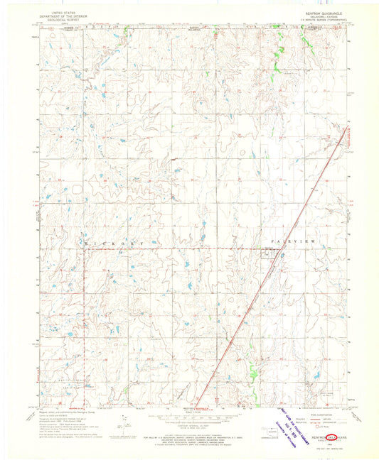 Classic USGS Renfrow Oklahoma 7.5'x7.5' Topo Map Image