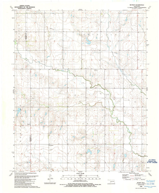 Classic USGS Retrop Oklahoma 7.5'x7.5' Topo Map Image