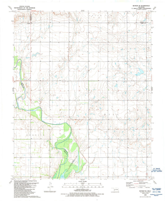 Classic USGS Retrop SE Oklahoma 7.5'x7.5' Topo Map Image