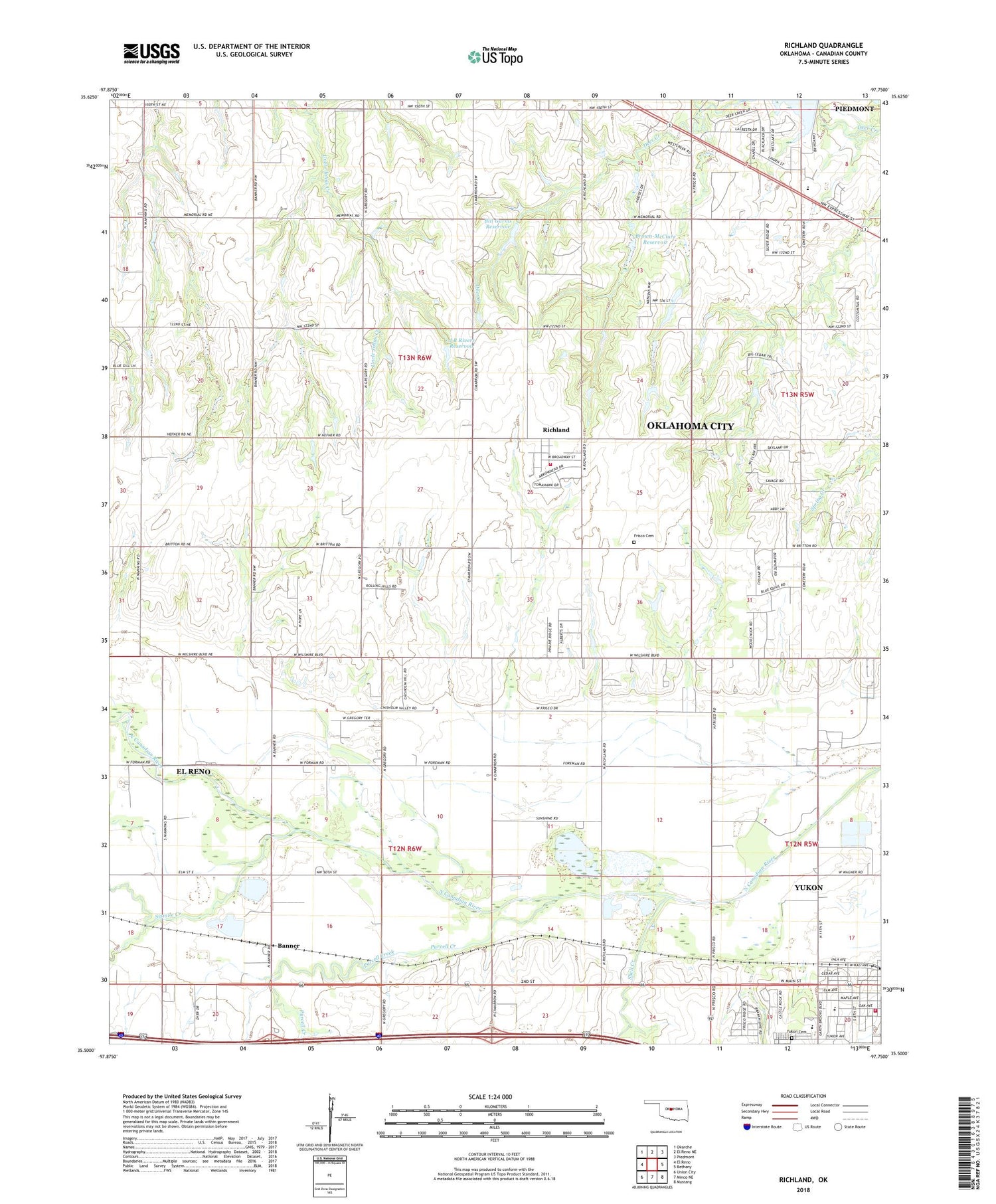 Richland Oklahoma US Topo Map Image