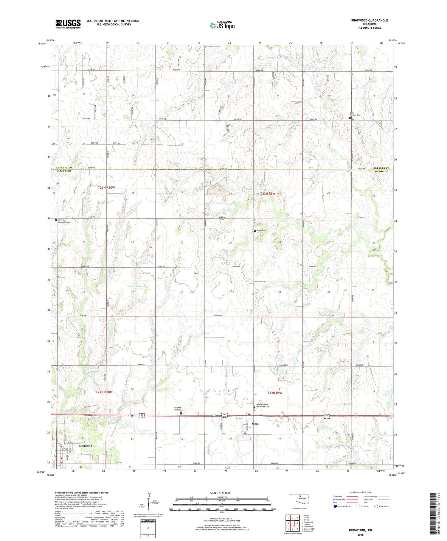 Ringwood Oklahoma US Topo Map Image