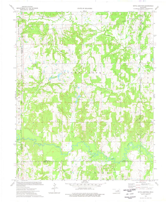 Classic USGS Ritts Junction Oklahoma 7.5'x7.5' Topo Map Image