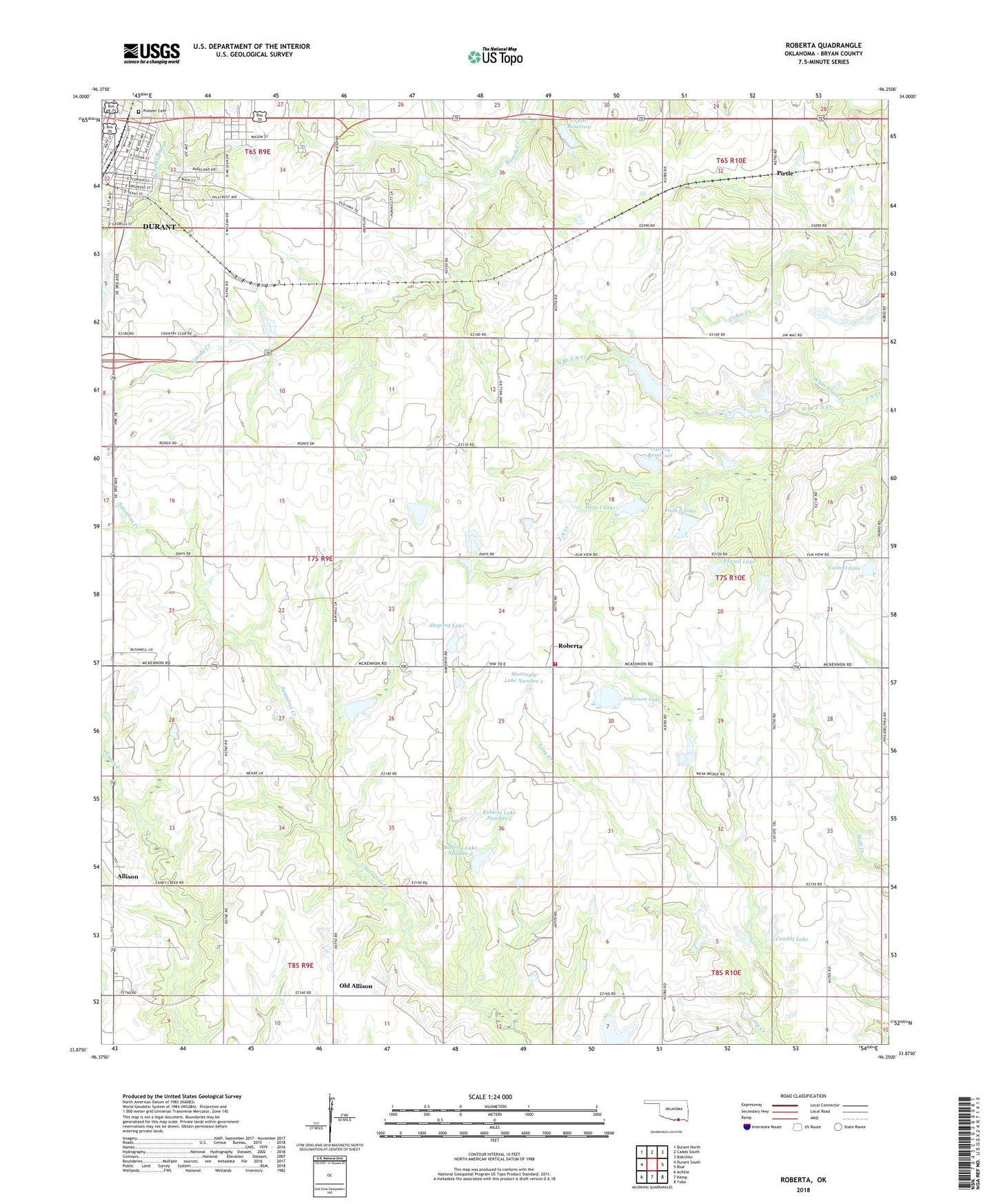 Roberta Oklahoma US Topo Map Image