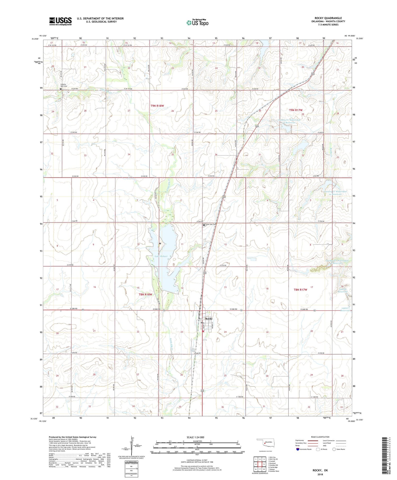 Rocky Oklahoma US Topo Map Image