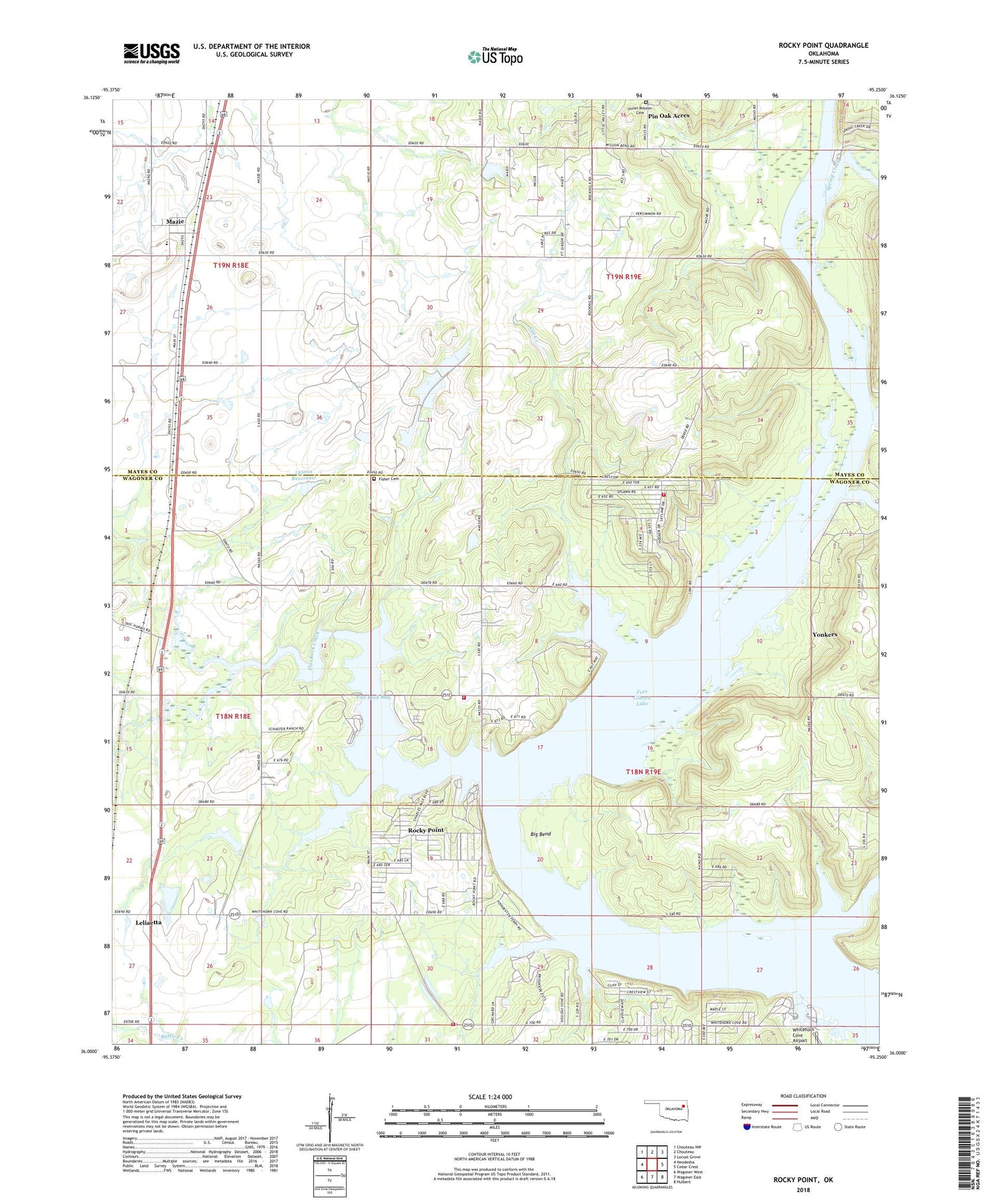 Rocky Point Oklahoma US Topo Map Image