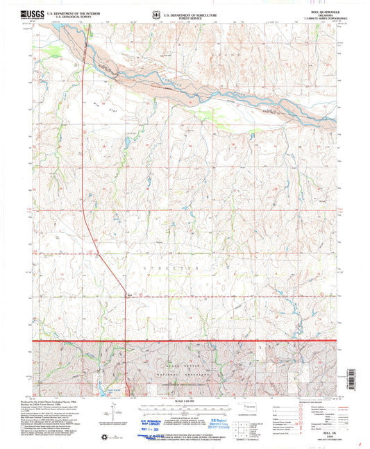 Classic USGS Roll Oklahoma 7.5'x7.5' Topo Map Image