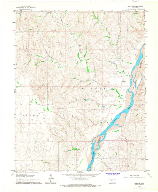 Classic USGS Roll NE Oklahoma 7.5'x7.5' Topo Map Image
