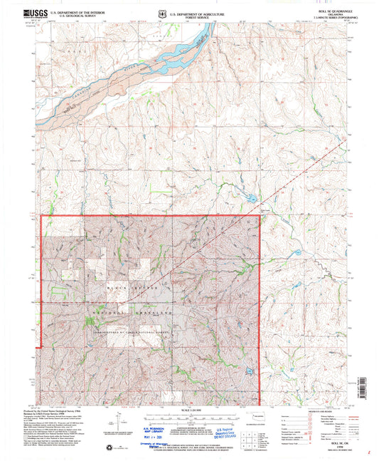Classic USGS Roll SE Oklahoma 7.5'x7.5' Topo Map Image