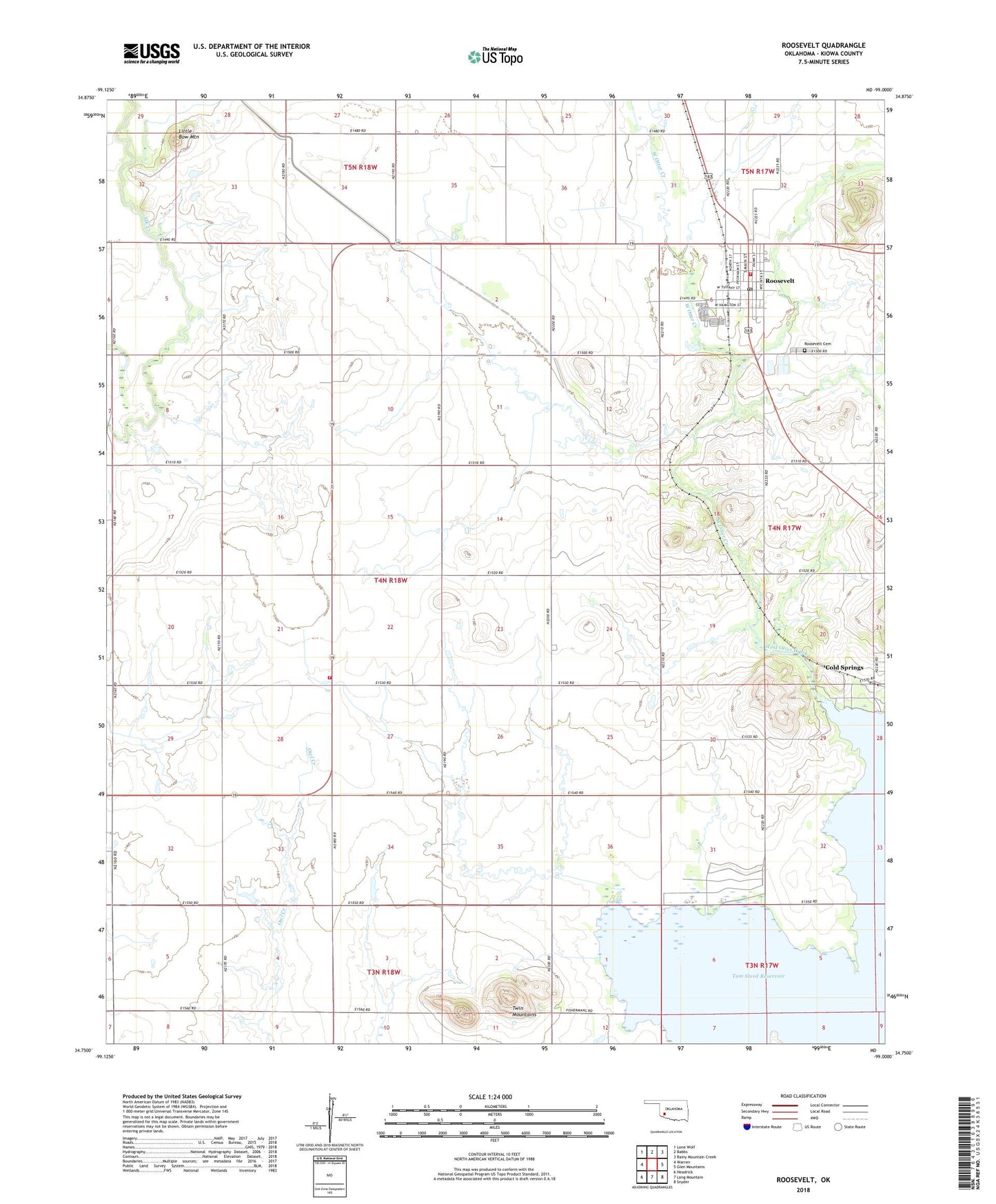 Roosevelt Oklahoma US Topo Map Image