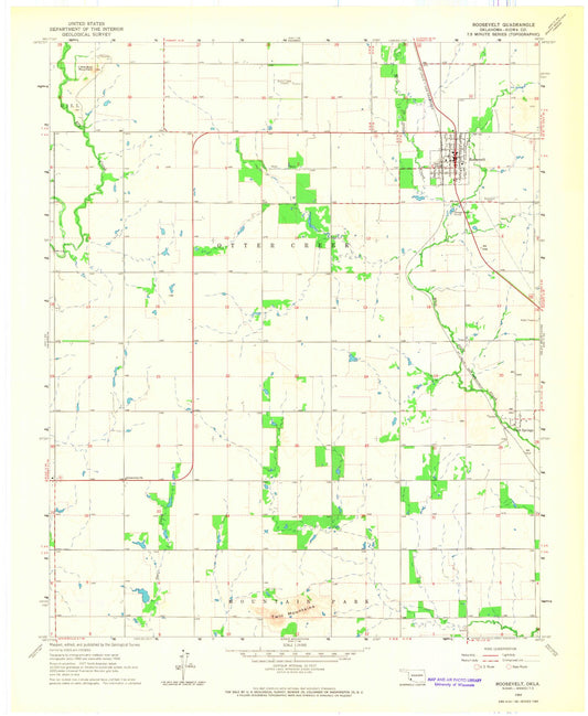 Classic USGS Roosevelt Oklahoma 7.5'x7.5' Topo Map Image