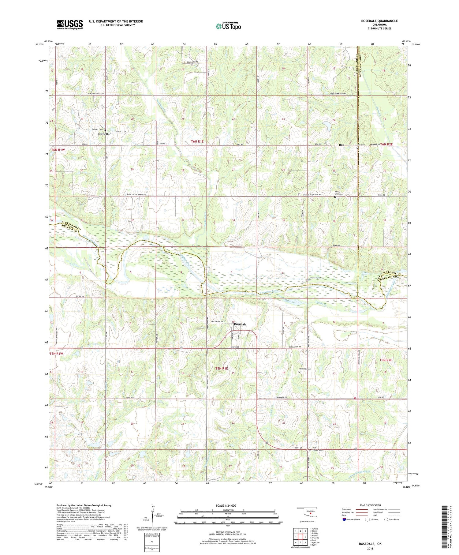 Rosedale Oklahoma US Topo Map Image