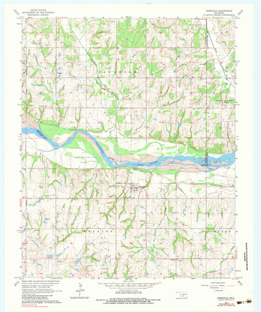 Classic USGS Rosedale Oklahoma 7.5'x7.5' Topo Map Image