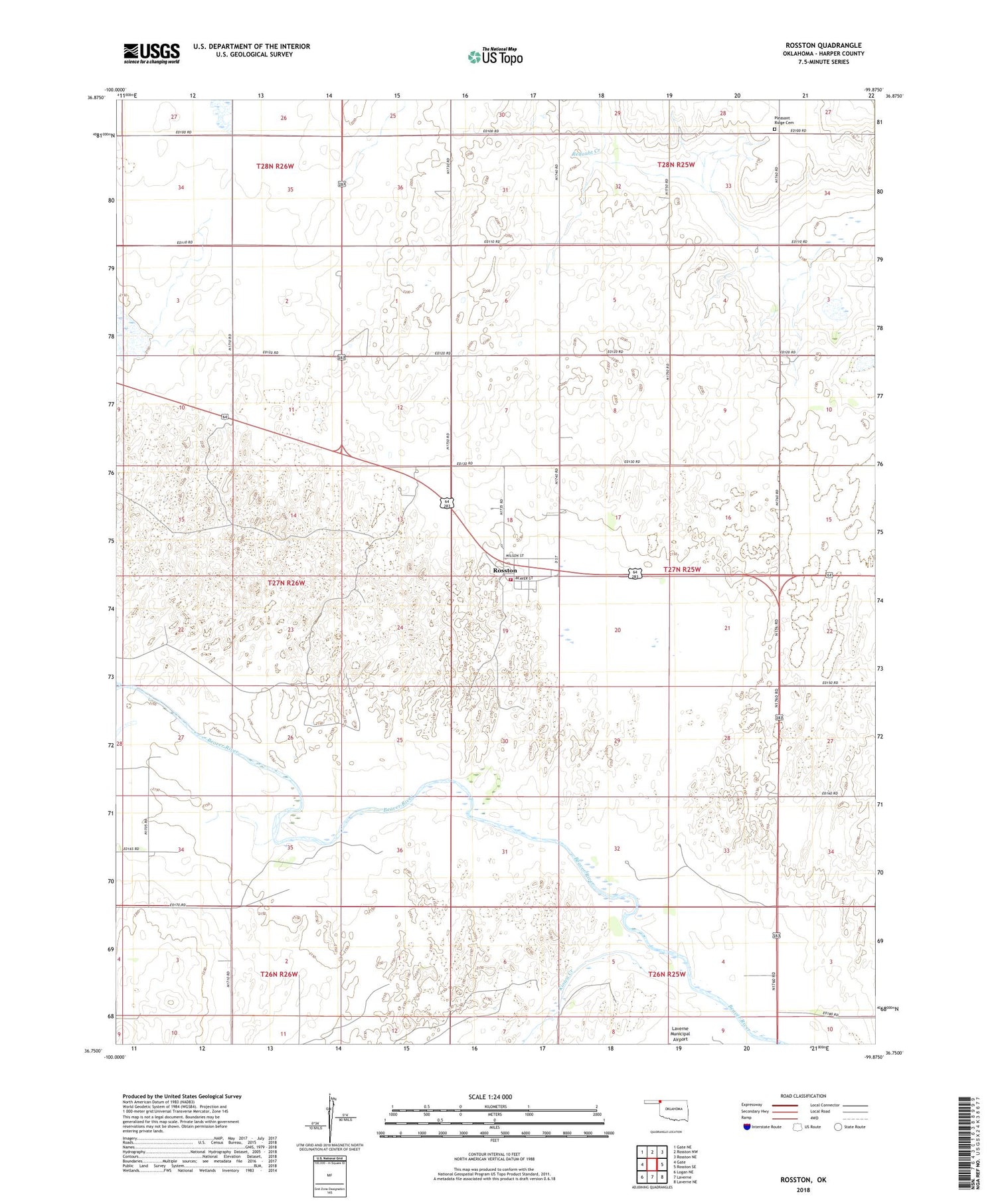 Rosston Oklahoma US Topo Map Image