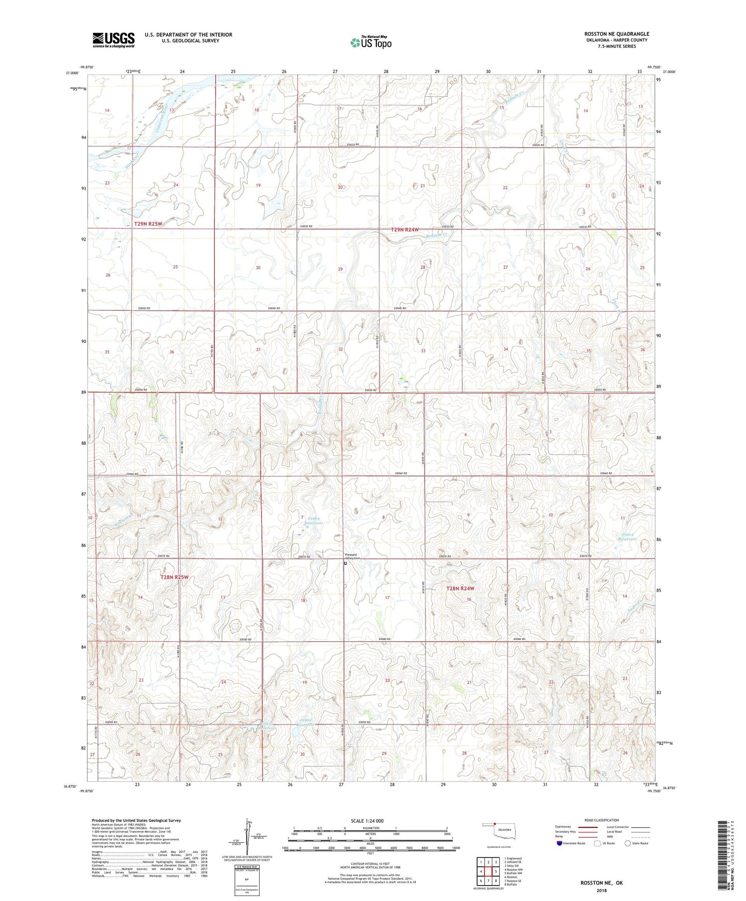 Rosston NE Oklahoma US Topo Map Image