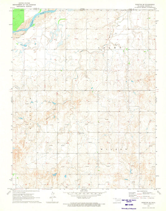 Classic USGS Rosston NE Oklahoma 7.5'x7.5' Topo Map Image